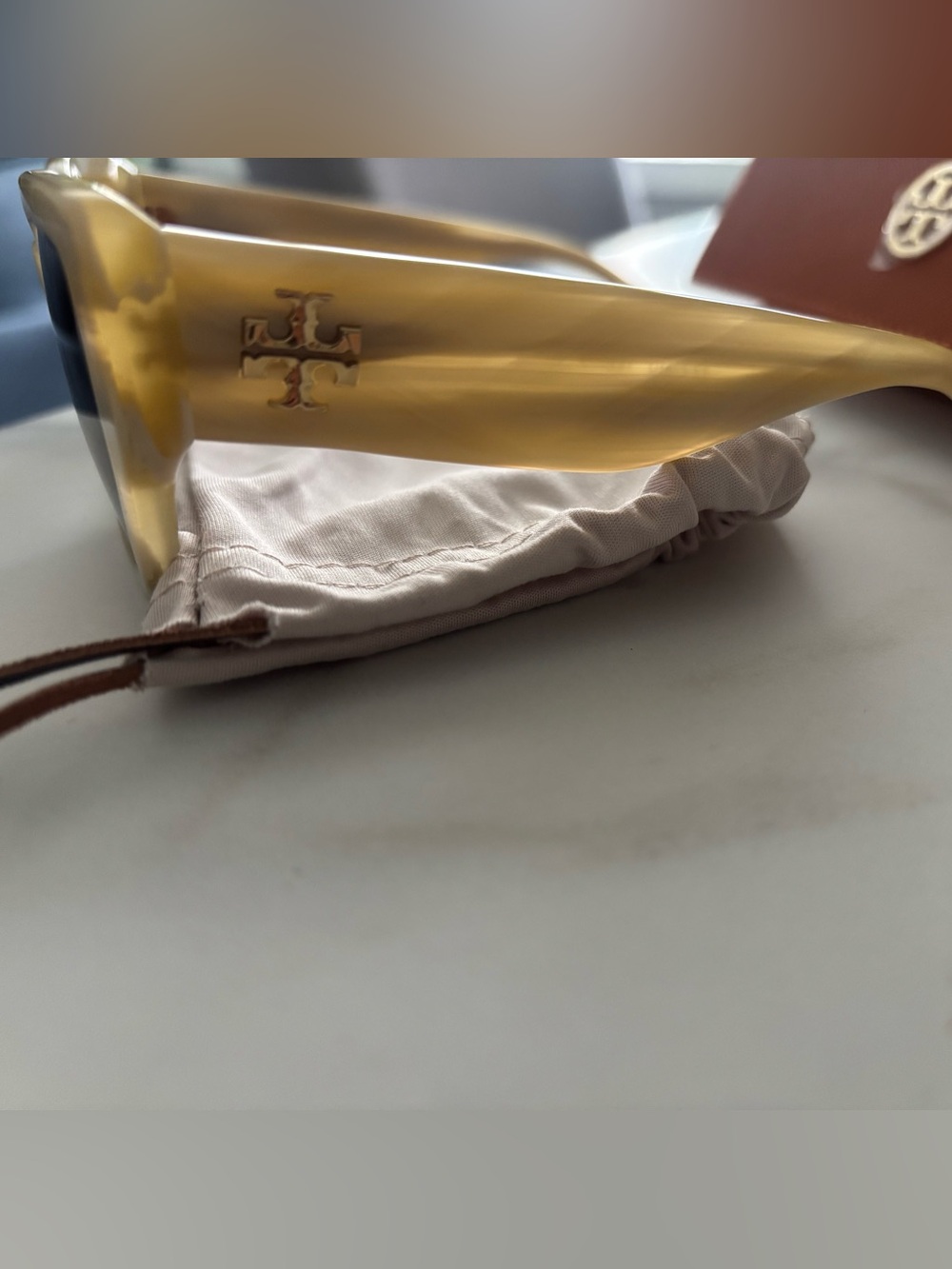 Tory Burch Cream Frame Sunglasses with Brown Lenses - Picture 3 of 6